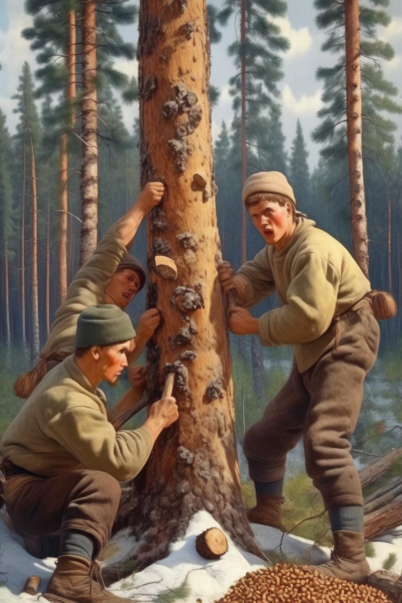 00661-3163730827-_lora_Vasily Vereshchagin Style_1_Vasily Vereshchagin Style - young guys, amateur hikers, in the Siberian Taiga, knocking down p.png